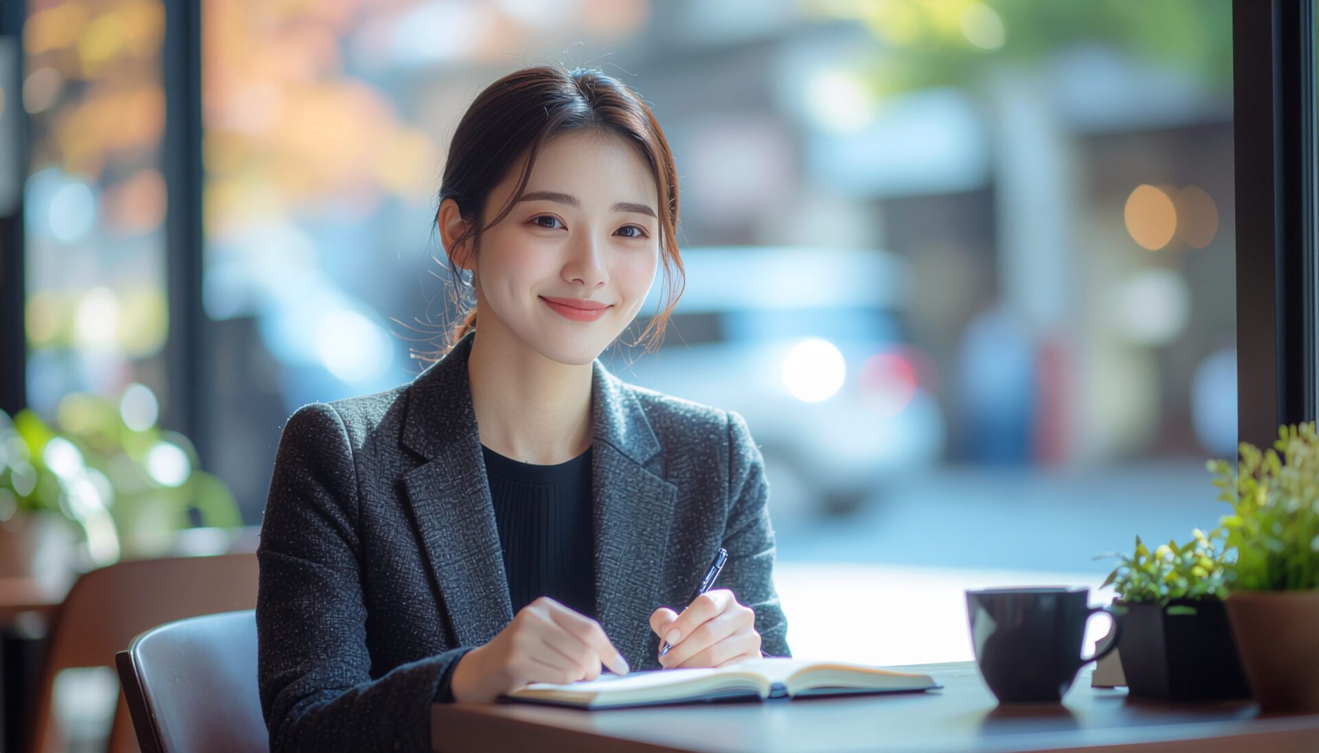 リラックスして自分の言葉で執筆する様子