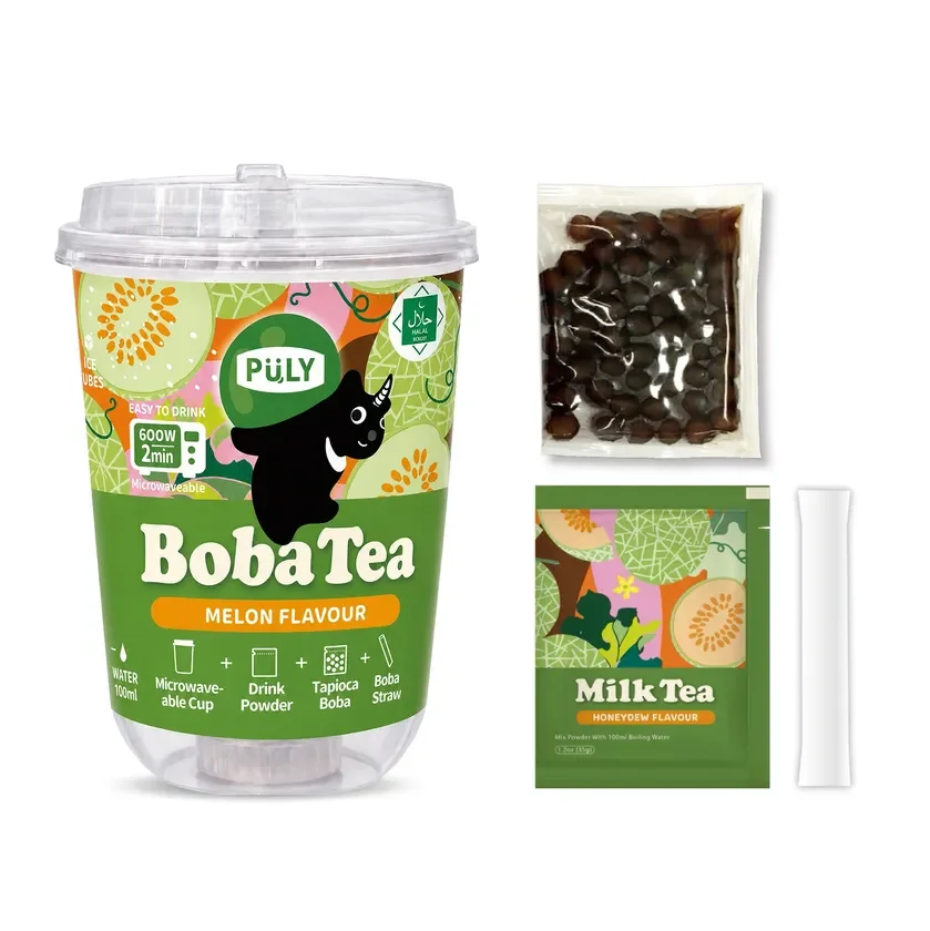 プーリータピオカドリンク(Boba Tea)メロン味セット