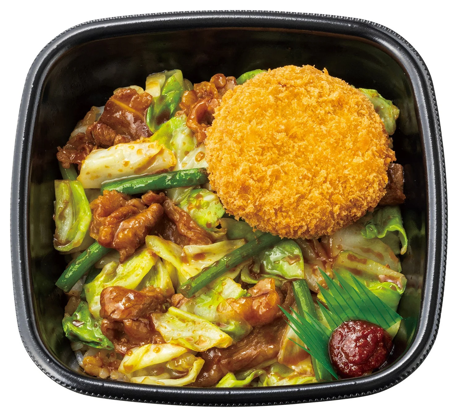 牛キャベ丼 メンチカツトッピング