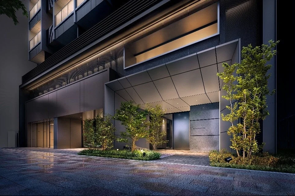マンションのエントランス夜景