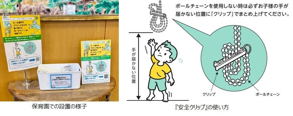 保育園での安全クリップ設置の様子