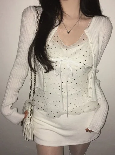 DAZY レディース シアー ポルカドット シフォン レイヤード タンクトップ