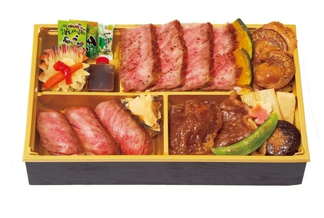 豪華な牛肉をメインとした和風弁当