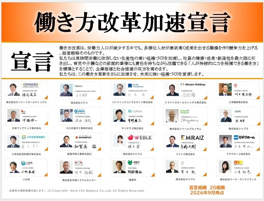 働き方改革加速宣言の趣旨と賛同企業