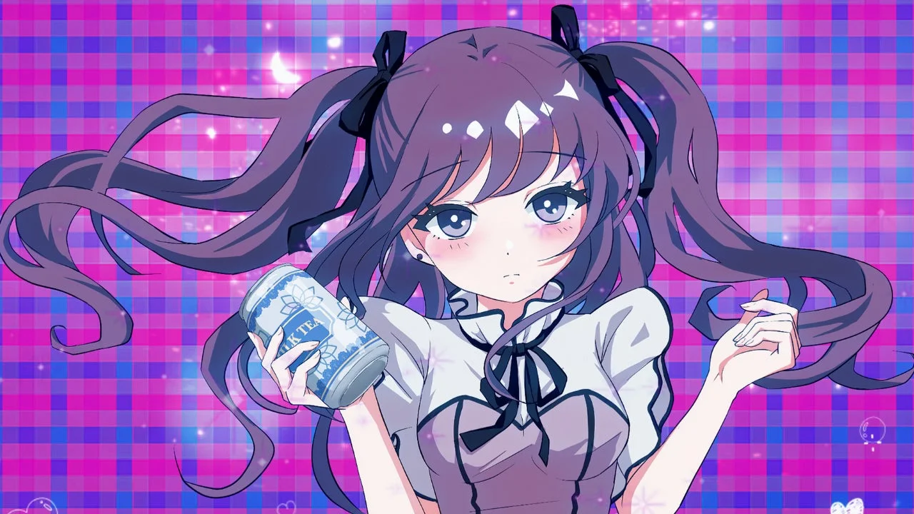 ミルクティーを持つキャラクター