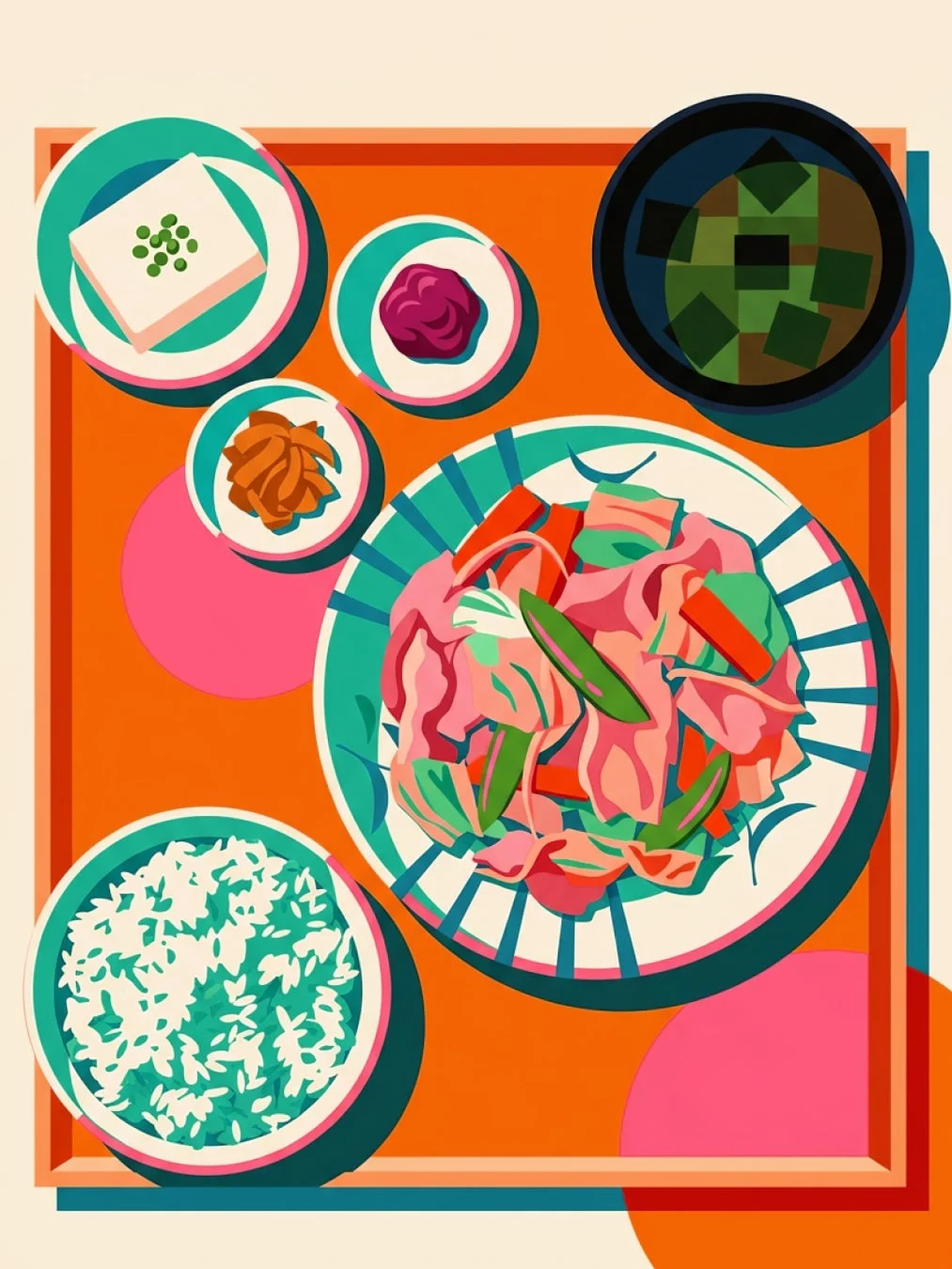 和食定食のイラスト