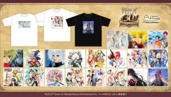 30周年を迎えた人気ゲーム『テイルズ オブ』シリーズの新作Tシャツが、8月29日より発売！ 歴代パッケージビジュアルをデザインした19種をラインナップ!!
