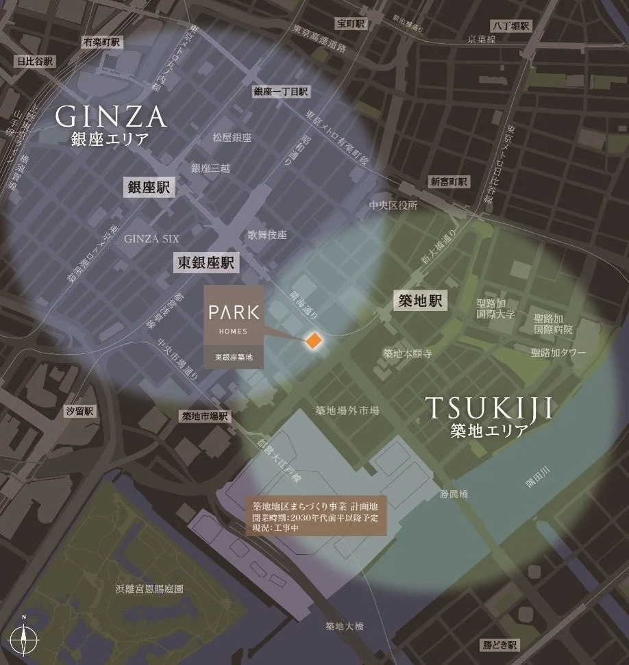 銀座・築地エリアの地図