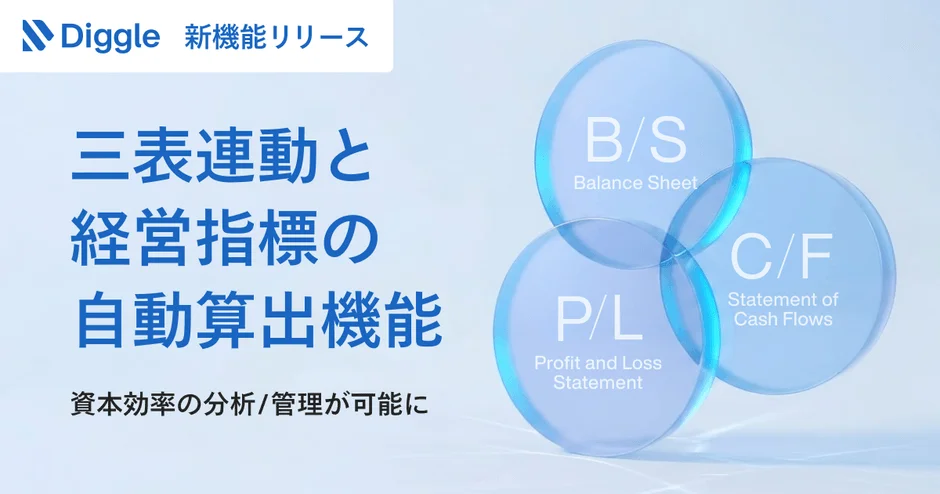 Diggle 新機能リリース 三表連動と経営指標の自動算出機能