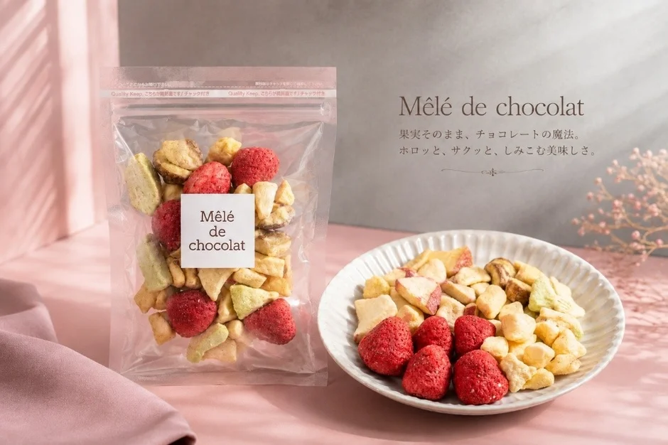 チョコ菓子が透明な袋と皿に盛られている画像