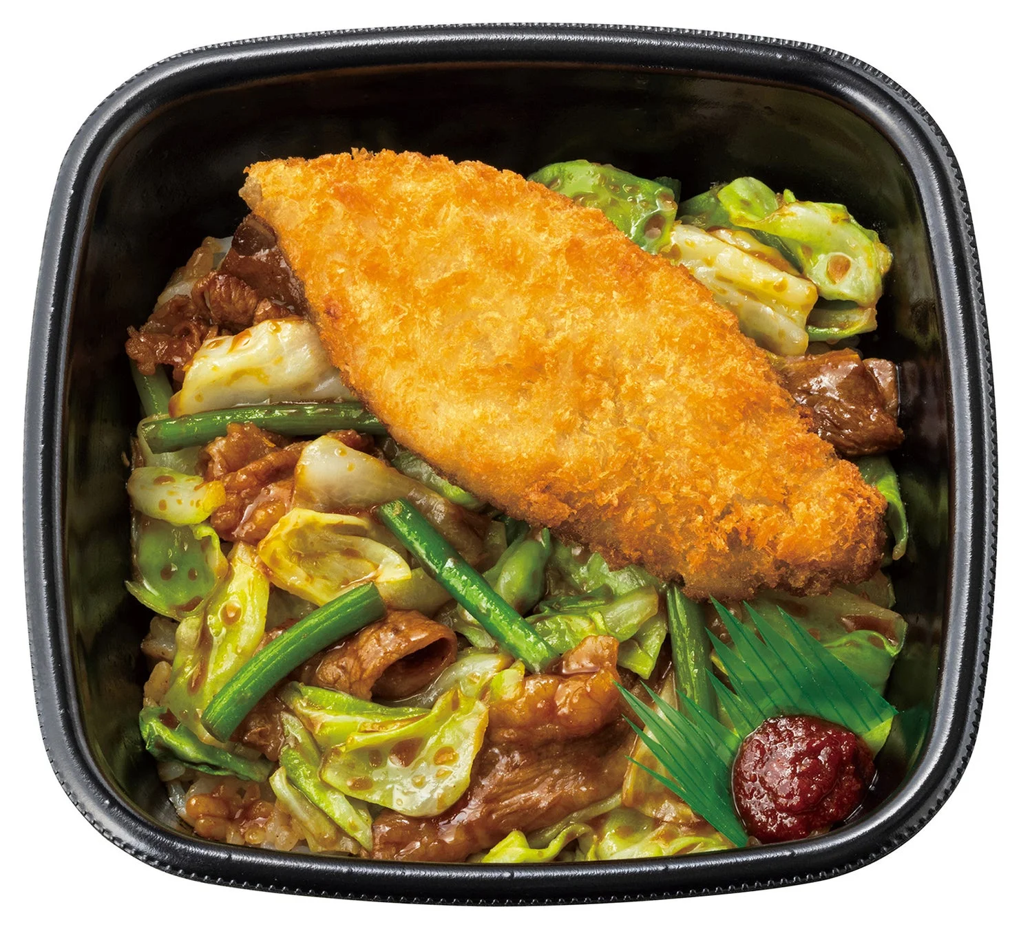 牛キャベ丼 白身フライトッピング