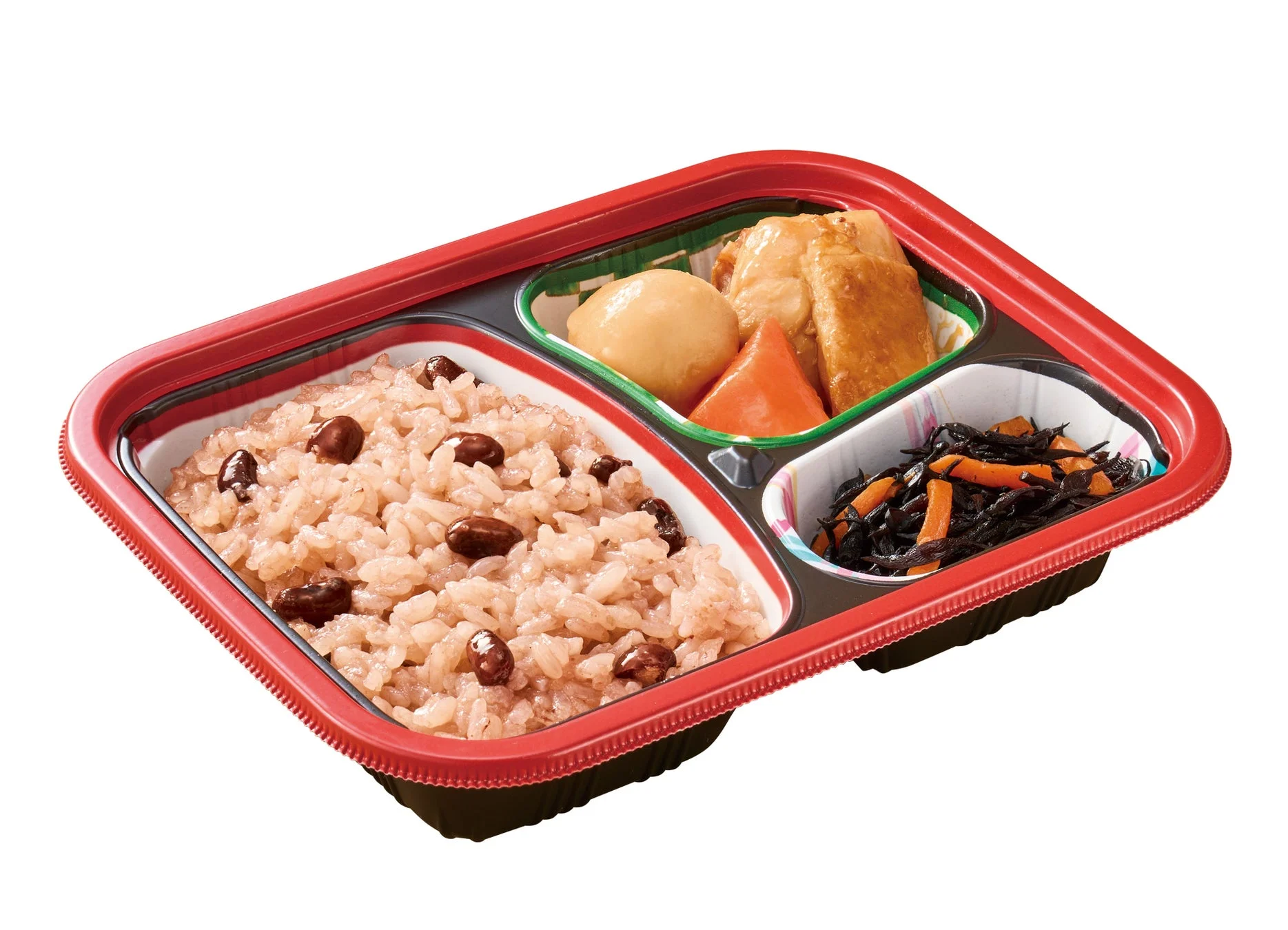 赤飯の和惣菜弁当盛り付け例