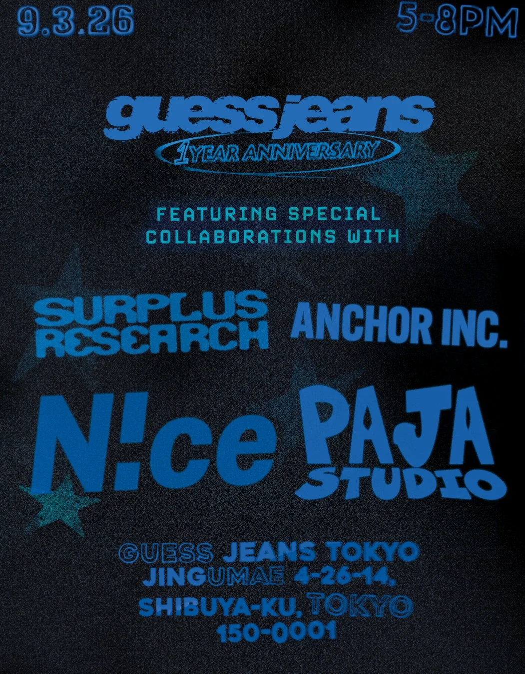 GUESS JEANS Tokyo 1周年記念イベント告知ポスター