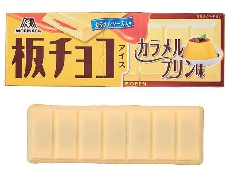板チョコアイス カラメルプリン味のパッケージ