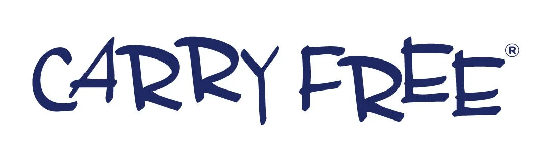 「CARRY FREE®」という文字が、手書き風の濃い青色のフォントで白い背景に表示されています