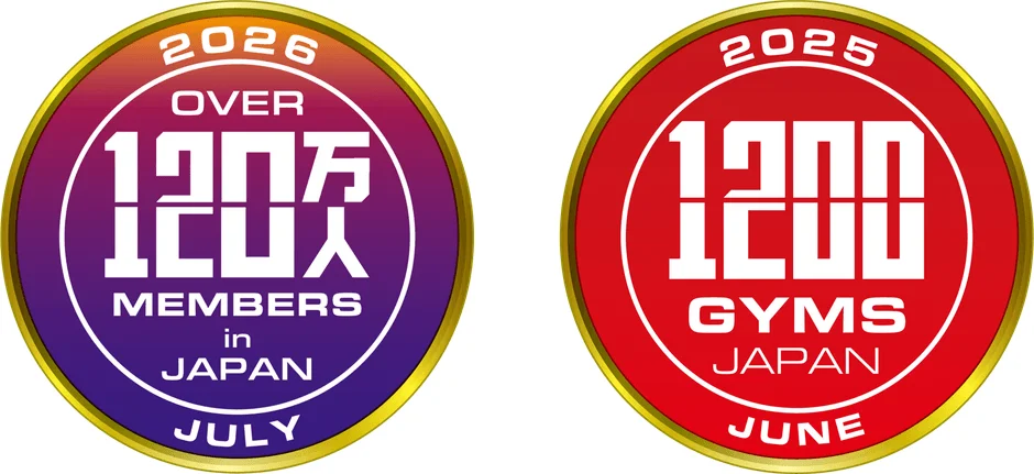 ジムの会員数・店舗数目標を示すエンブレム
