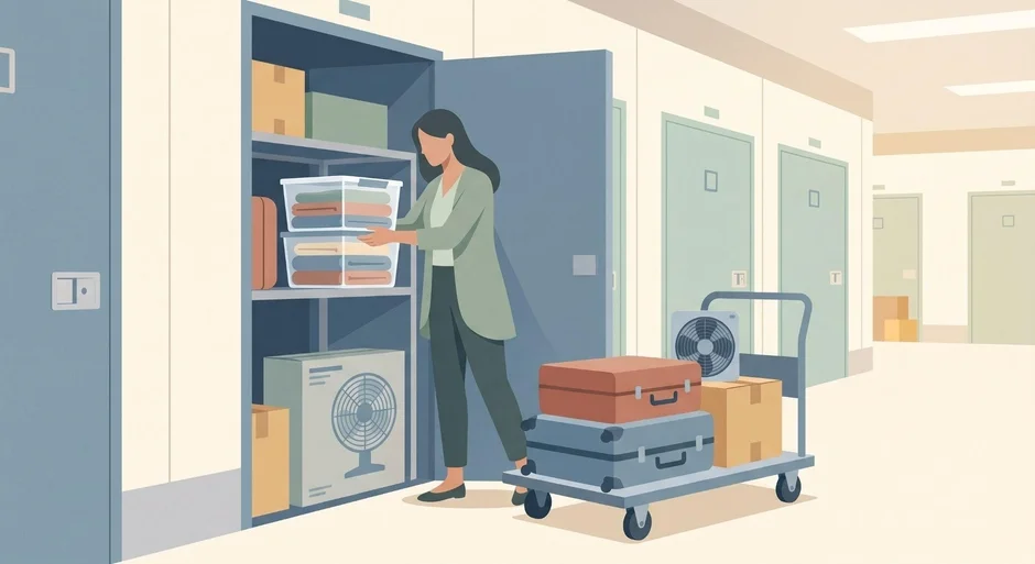 女性がトランクルームで荷物を整理している様子