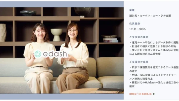 e-dash株式会社がHubSpot活用で顧客対応を一元化！株式会社100の支援で実現したデータ活用術に注目