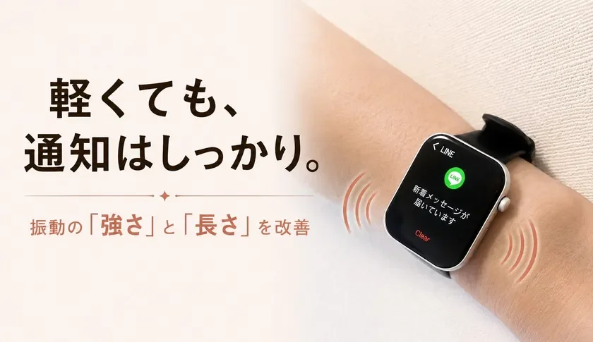 手首に装着されたスマートウォッチがLINEの新着メッセージ通知を表示している画像