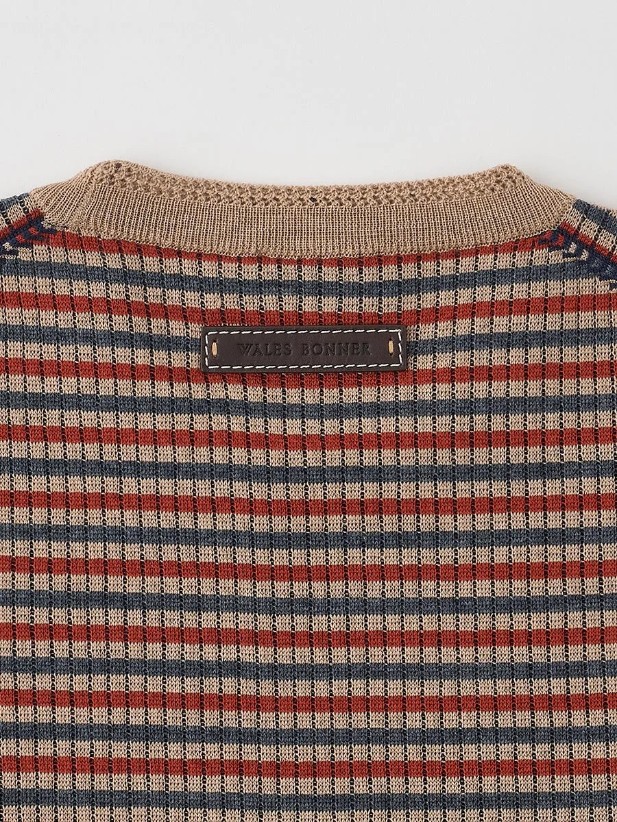 Crew-neck multi-striped jumper (A4947) ブランドタグ