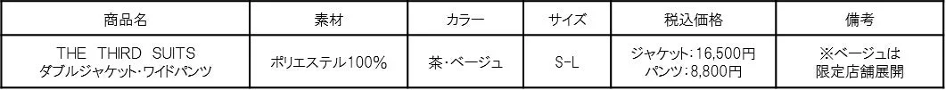 THE THIRD SUITS ダブルジャケット・ワイドパンツの商品情報