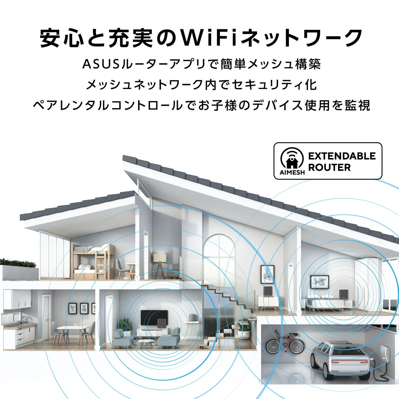 AiMesh対応で家中をシームレスにカバー