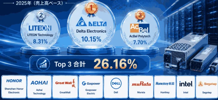 世界のSiC AIサーバー電源市場における上位 12 社のメーカーランキングおよび市場シェア（2025年調査データに基づく。現在の最新データは当社の最新調査データに準じる）
