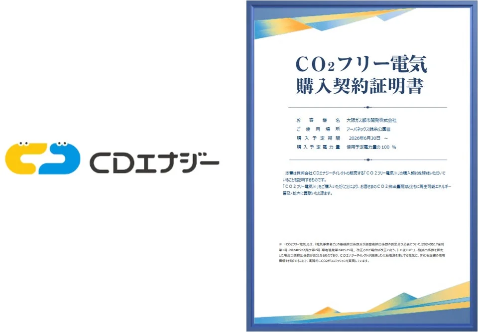 CO2フリー電気購入契約証明書