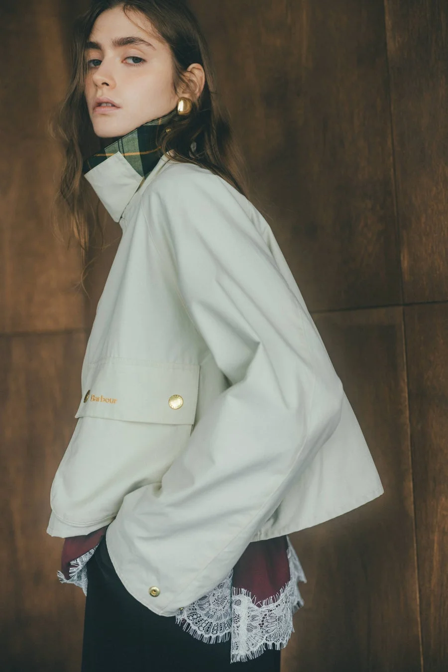 Barbour SPEYショート丈ジャケット アイボリー
