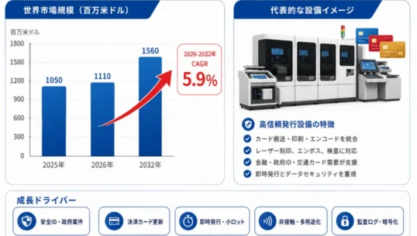 カード個人化設備市場、2032年には15.6億米ドル規模へ成長！意外と身近な「あのカード」を支える技術とは？