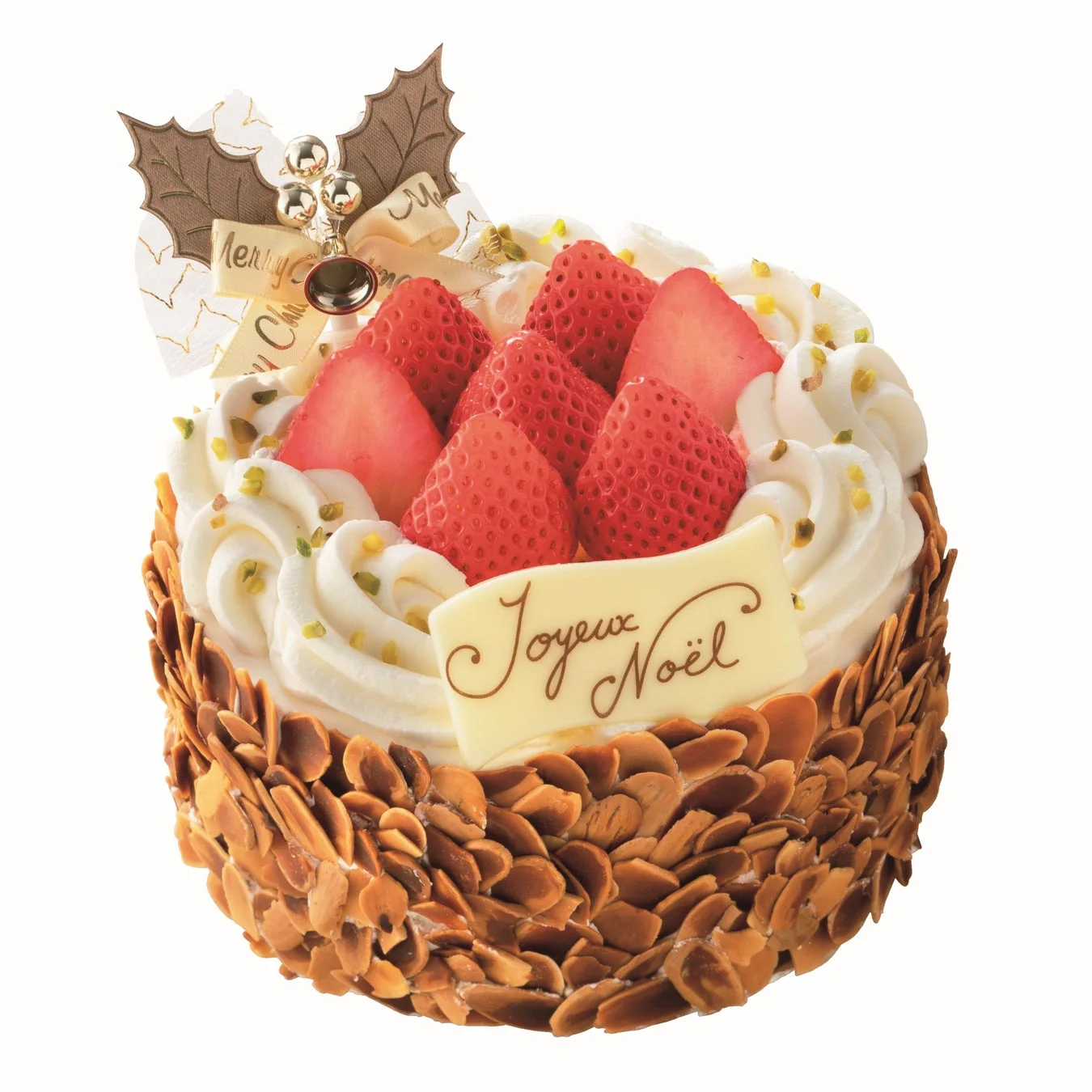 イチゴとホイップクリームがたっぷり飾られたクリスマスケーキ