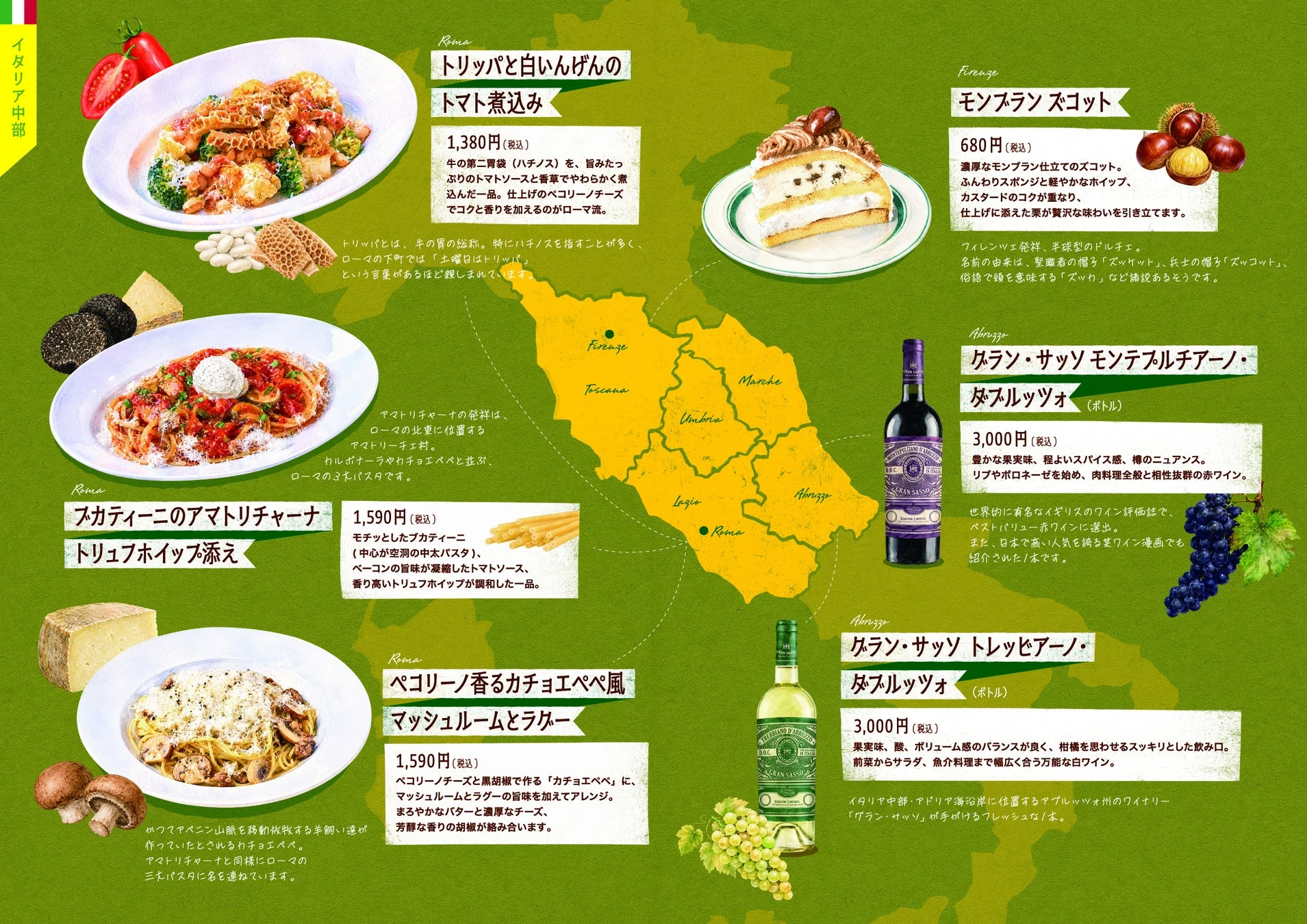 イタリア中部メニュー詳細
