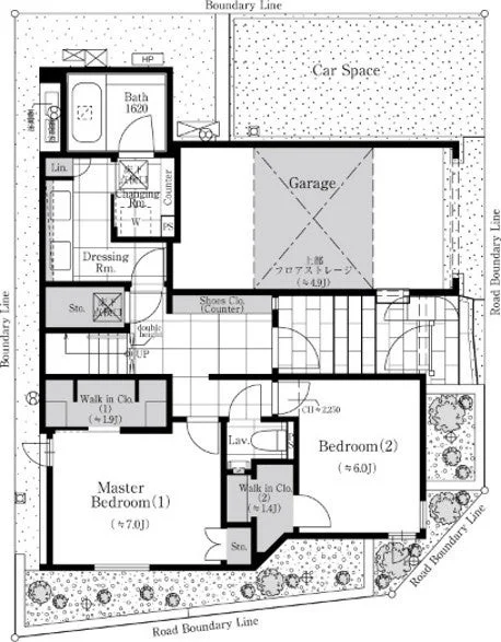 一戸建て住宅の1階間取り図