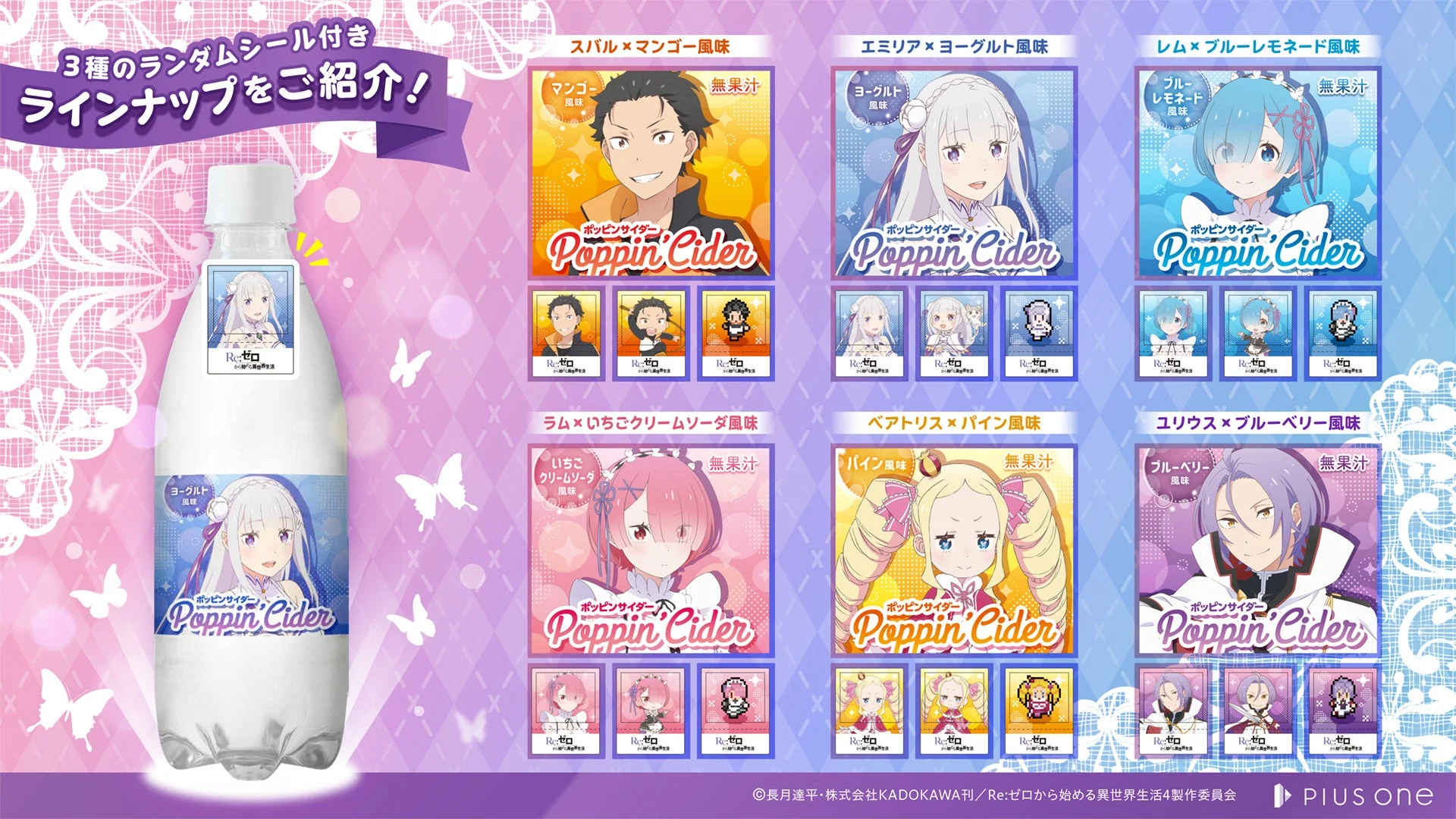 ポッピンサイダー『Re:ゼロから始める異世界生活』ラインナップ