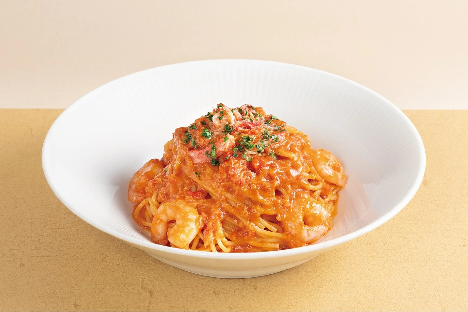 パスタ,エビ,トマトクリーム,シーフード,イタリアン,料理,食事,クリームソース,甲殻類,カニ