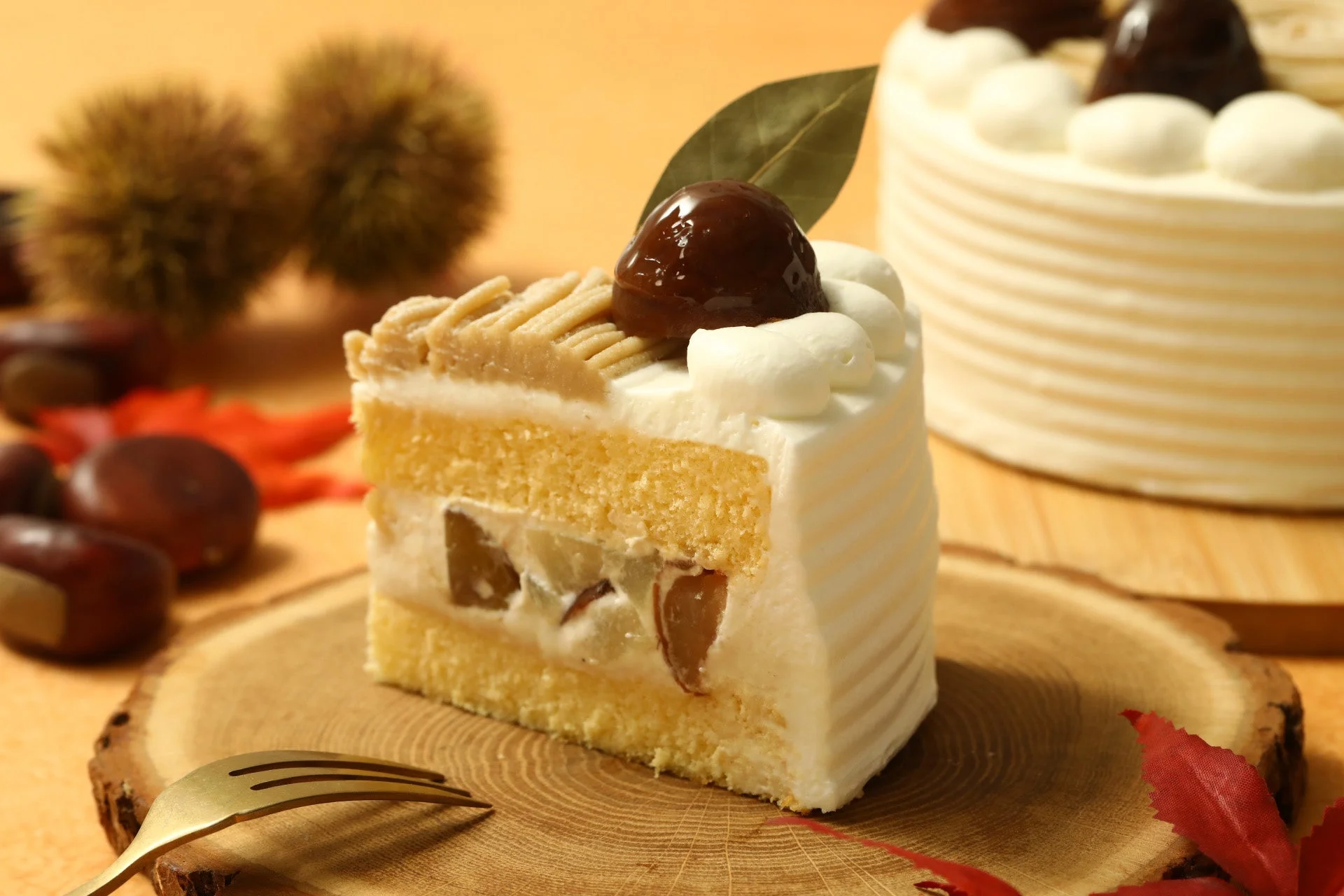 栗と洋梨のショートケーキ