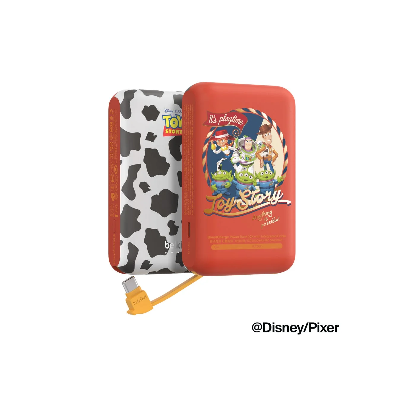トイストーリーのキャラクターがデザインされたBelkin製モバイルバッテリー