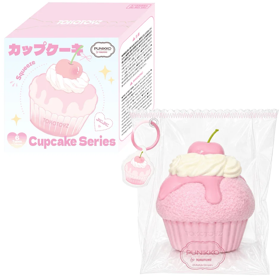 ピンクのカップケーキ型スクイーズ