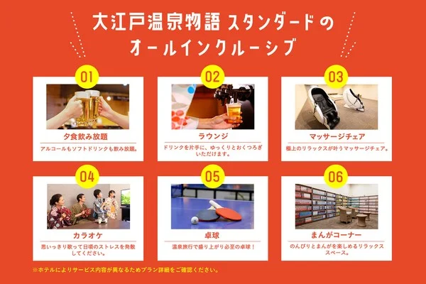 大江戸温泉物語 スタンダードの オールインクルーシブ