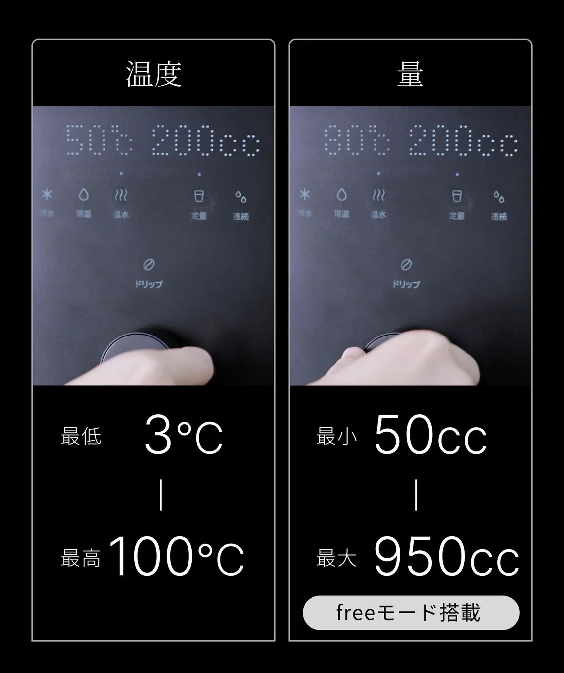 温度・水量設定画面