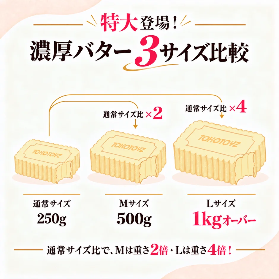 濃厚バター 3サイズ比較