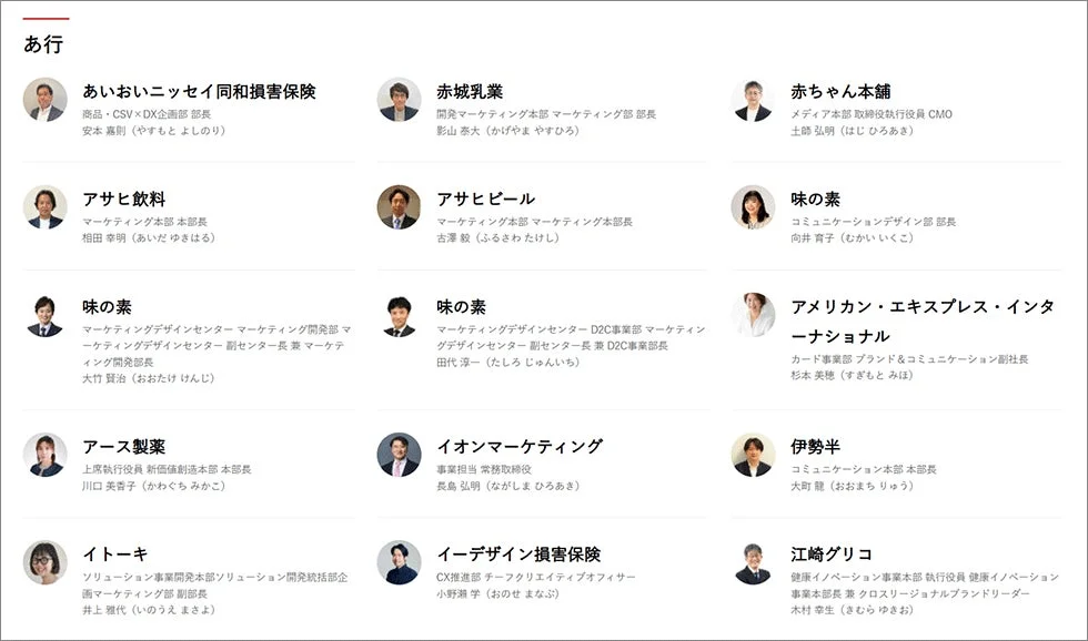 企業役員や担当者の顔写真一覧