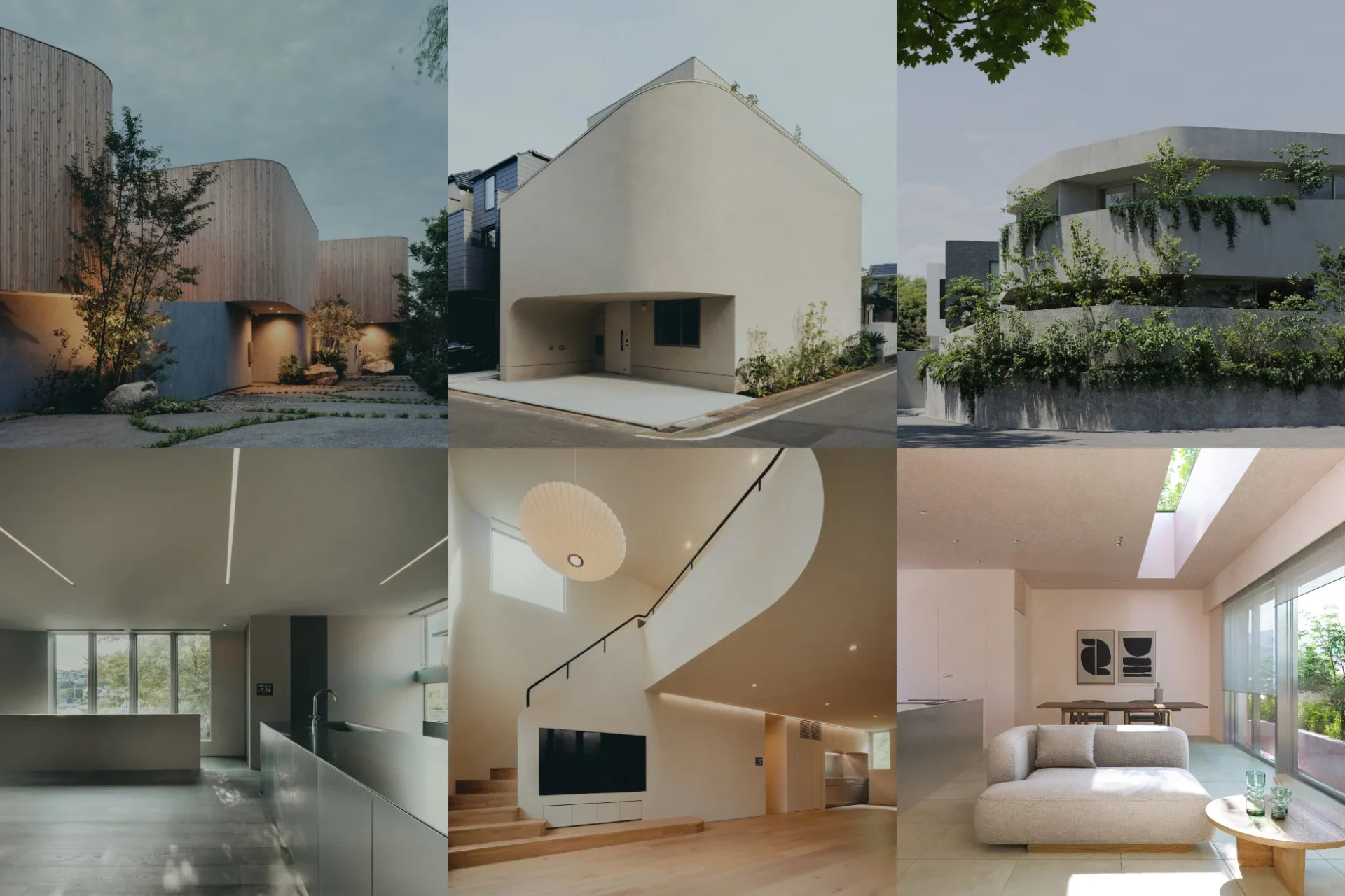 現代建築の多様な側面を捉えたコラージュ