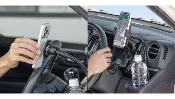 スマホもドリンクも置ける！フレキシブルアームで好きな位置に調整できる車載スマホホルダーを発売