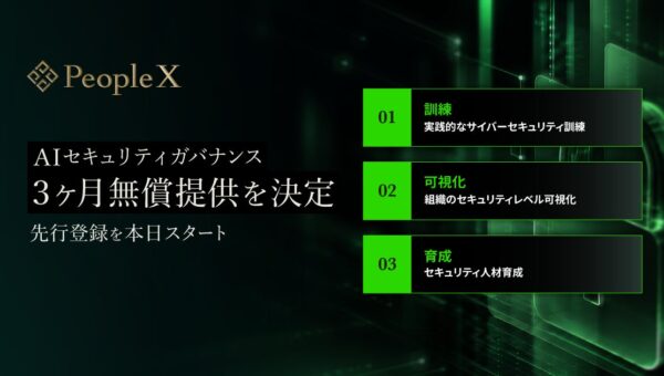 PeopleX、次世代型セキュリティ対策サービス「AIセキュリティガバナンス」の3ヶ月無償キャンペーン先行登録を開始