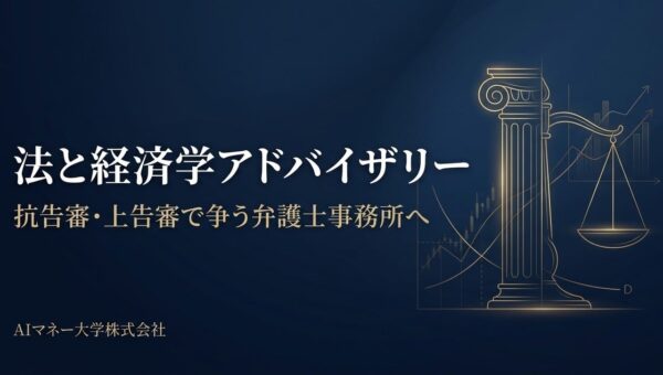 AIマネー大学、山中裕監修「法と経済学アドバイザリー」を開始 抗告審・上告審で争う弁護士事務所向けに、経済学と海外判例に基づく意見書作成支援・論点発掘を提供