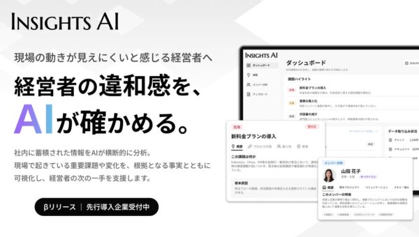 「現場で何が起きているのか、見えていますか？」経営者の違和感を社内で起きている事実で確かめる「組織AI分析レポートβ」を始動