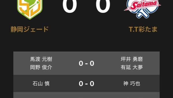 ノジマＴリーグ 2026-2027 公式戦 10月17日開催 静岡ジェード vs T.T彩たま 対戦オーダー発表