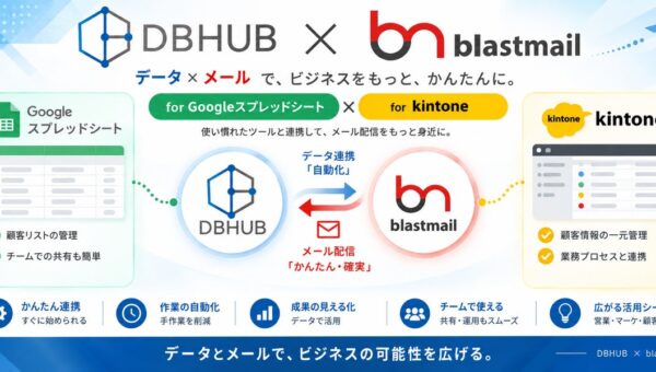 メール配信システム「ブラストメール」と「kintone」「Google スプレッドシート」を簡単操作で双方向に同期する『DBHUB』の新サービスを提供開始